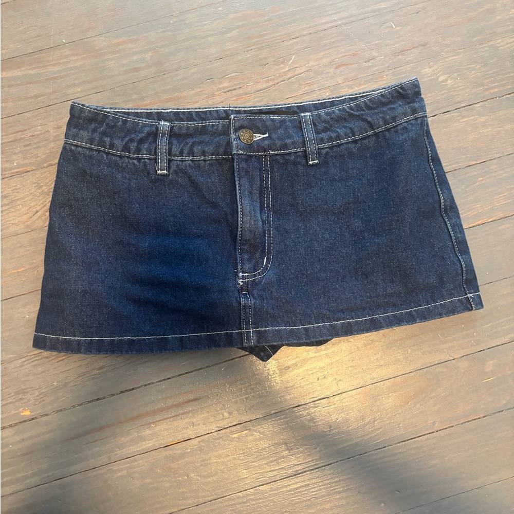 Lioness Rhode Dark Wash Denim Mini Skort